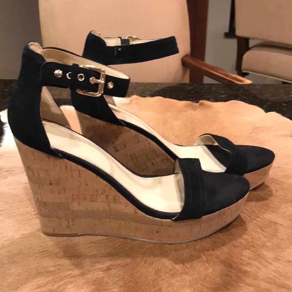 Marc Fisher Cork Wedge Heel Size 10M Black